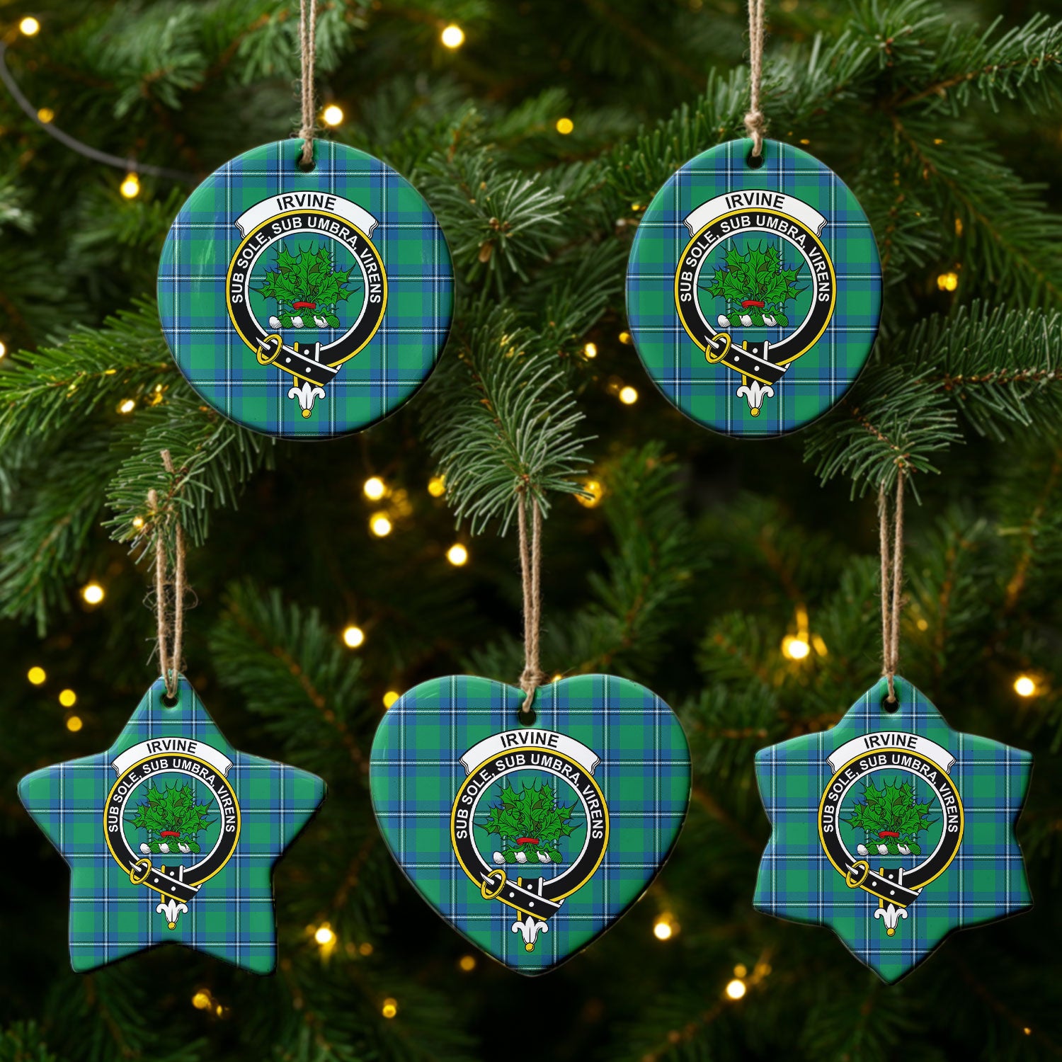 Irvine Ancient Tartan Crest Christmas Ceramic Ornament