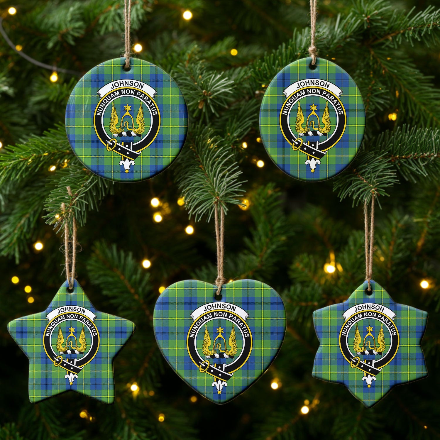 Johnson Ancient Tartan Crest Christmas Ceramic Ornament