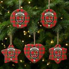 MacAulay Modern Tartan Crest Christmas Ceramic Ornament