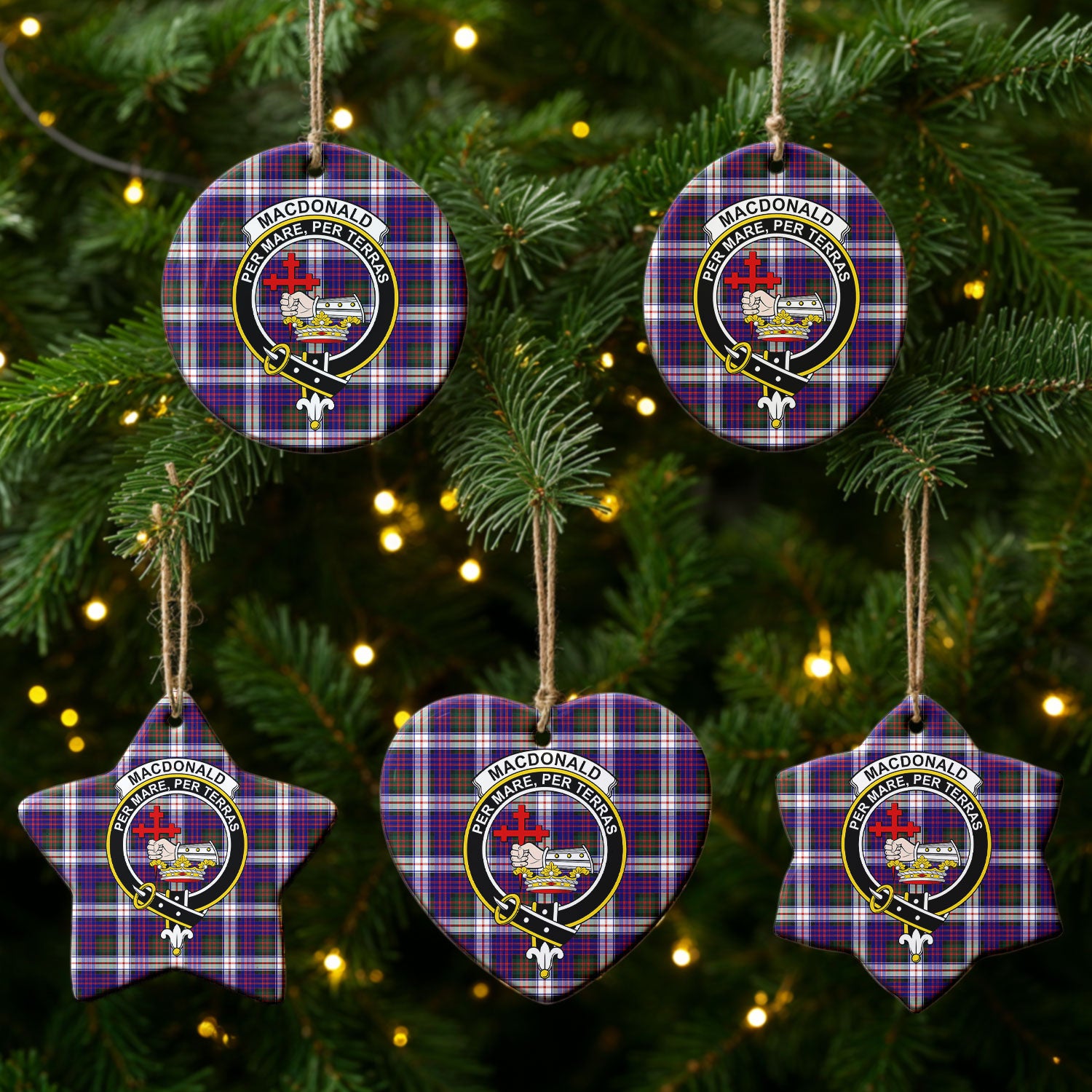 MacDonald Dress Modern Tartan Crest Christmas Ceramic Ornament