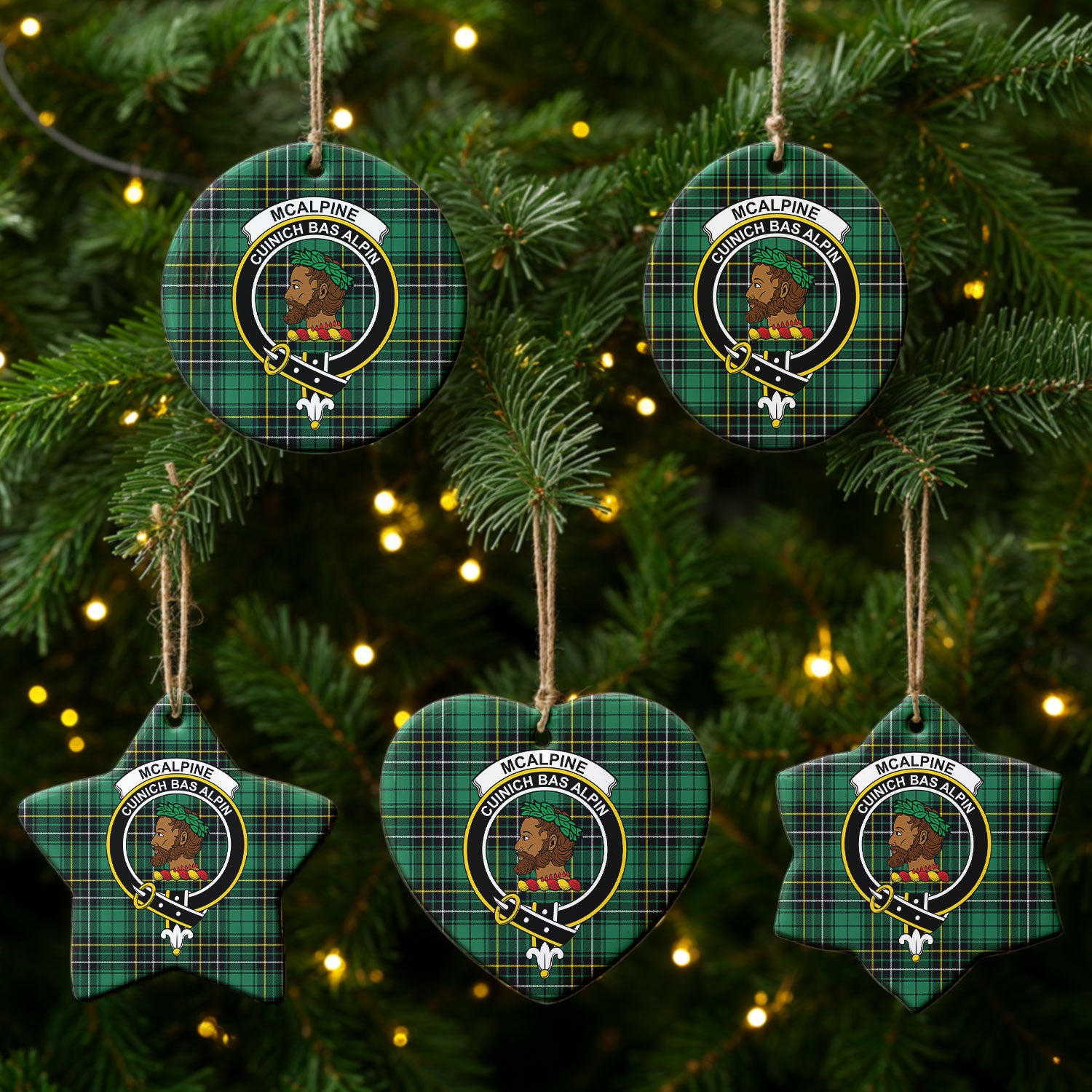 McAlpine Ancient Tartan Crest Christmas Ceramic Ornament