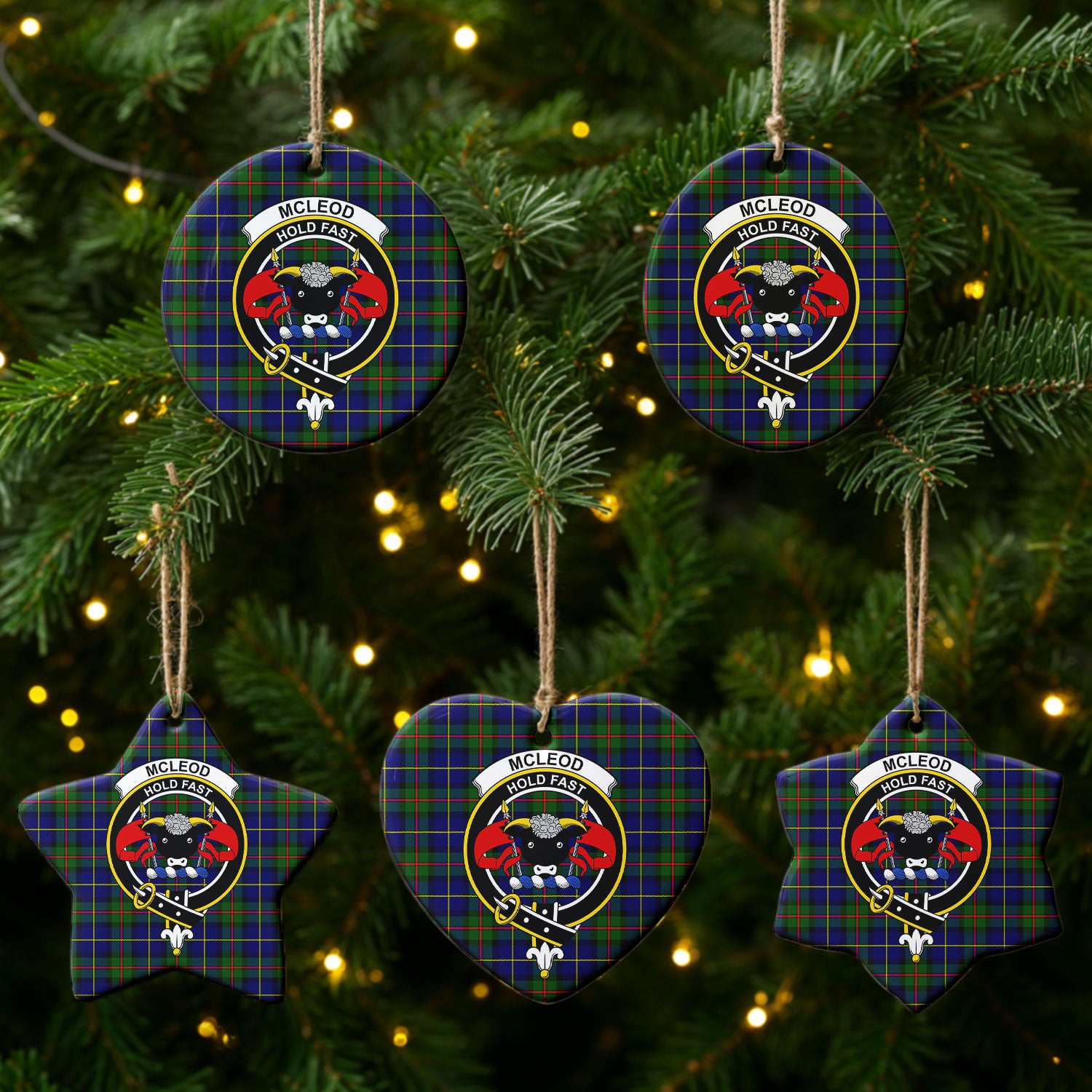 McLeod of Harris Modern Tartan Crest Christmas Ceramic Ornament