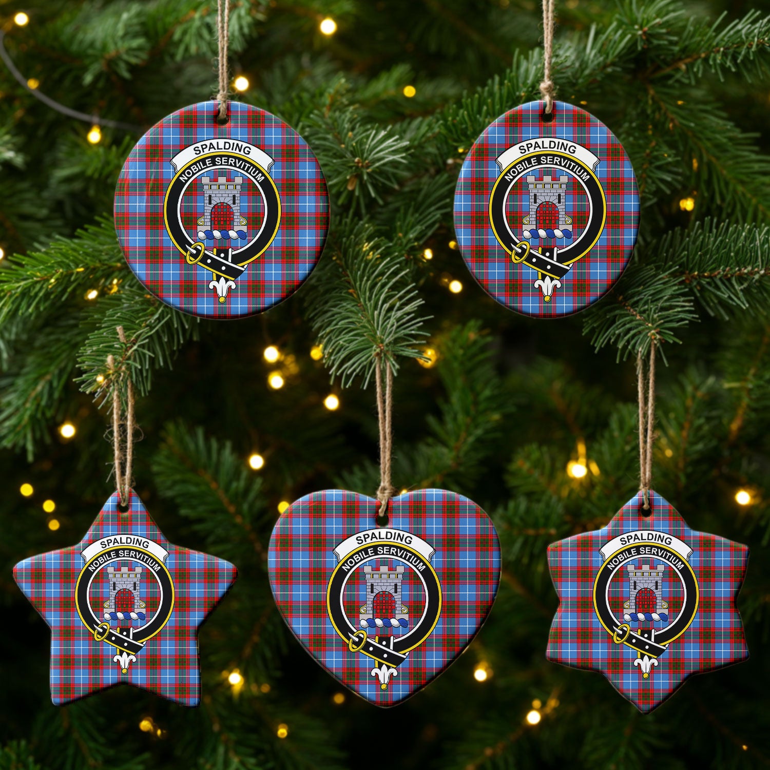 Spalding Tartan Crest Christmas Ceramic Ornament