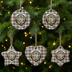 Stewart Dress Modern Tartan Crest Christmas Ceramic Ornament