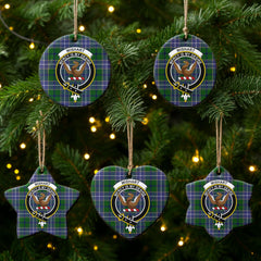 Wishart Hunting Tartan Crest Christmas Ceramic Ornament