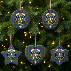 Wood Tartan Crest Christmas Ceramic Ornament