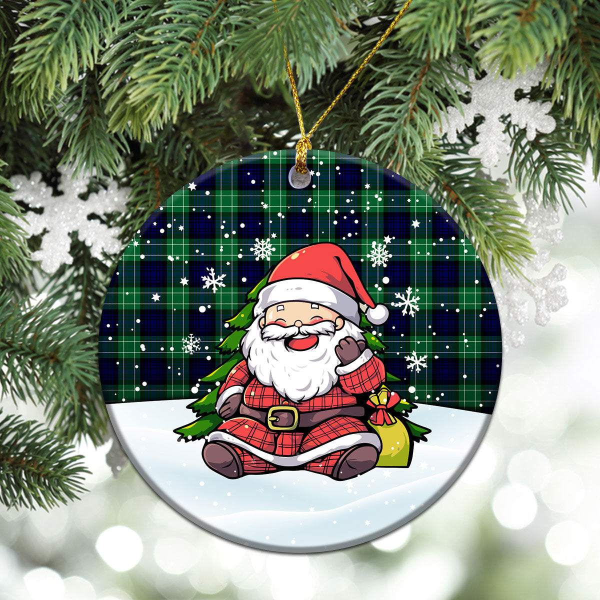 Abercrombie Tartan Christmas Ceramic Ornament - Scottish Santa Style
