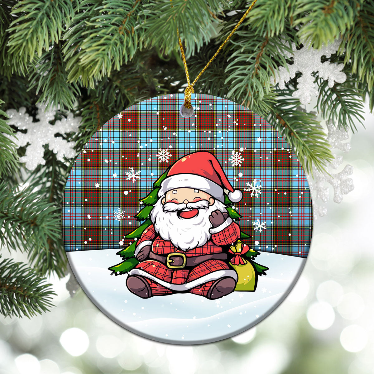 Anderson Ancient Tartan Christmas Ceramic Ornament - Scottish Santa Style