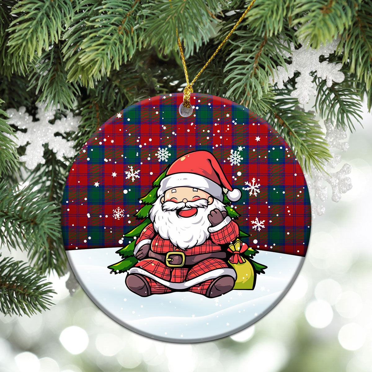 Auchinleck Tartan Christmas Ceramic Ornament - Scottish Santa Style