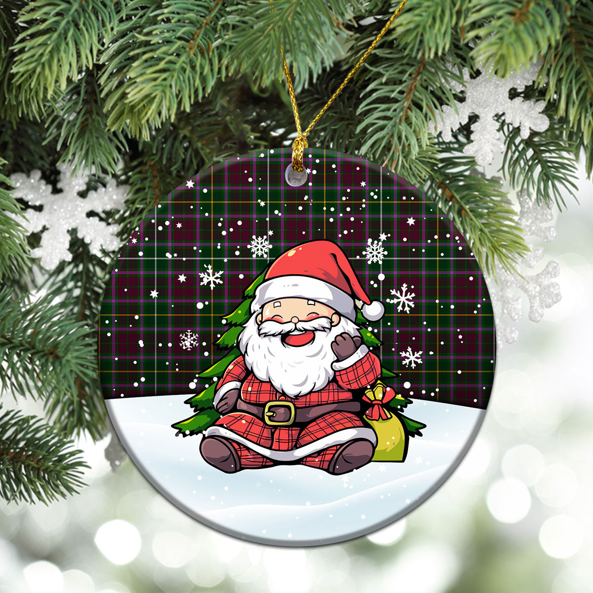 Crosbie Tartan Christmas Ceramic Ornament - Scottish Santa Style