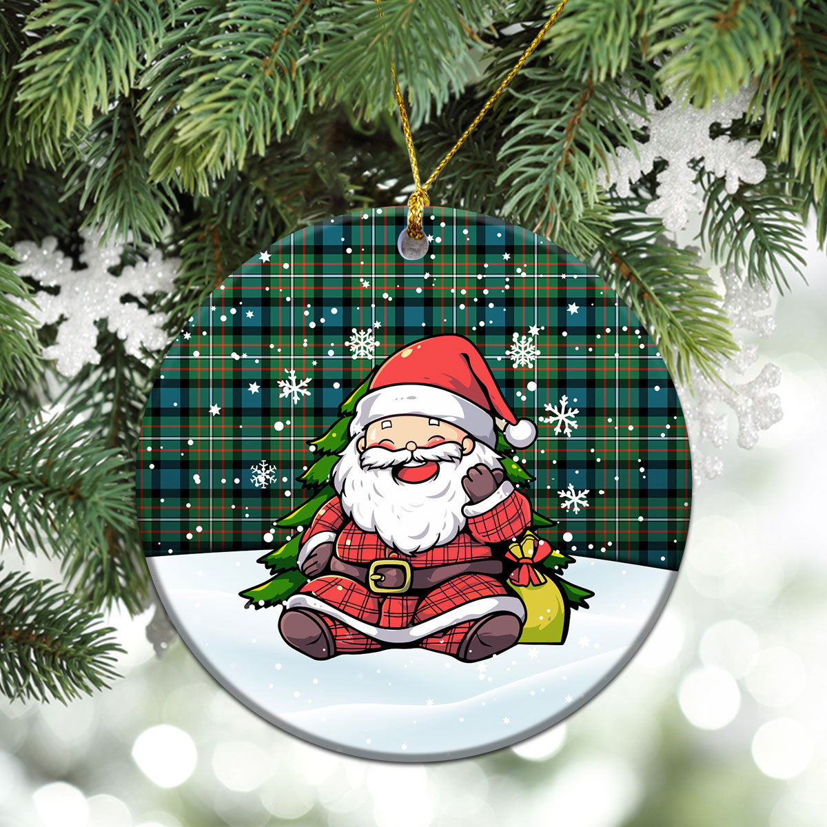 Ferguson Ancient Tartan Christmas Ceramic Ornament - Scottish Santa Style