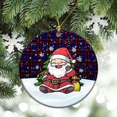 Home Modern Tartan Christmas Ceramic Ornament - Scottish Santa Style