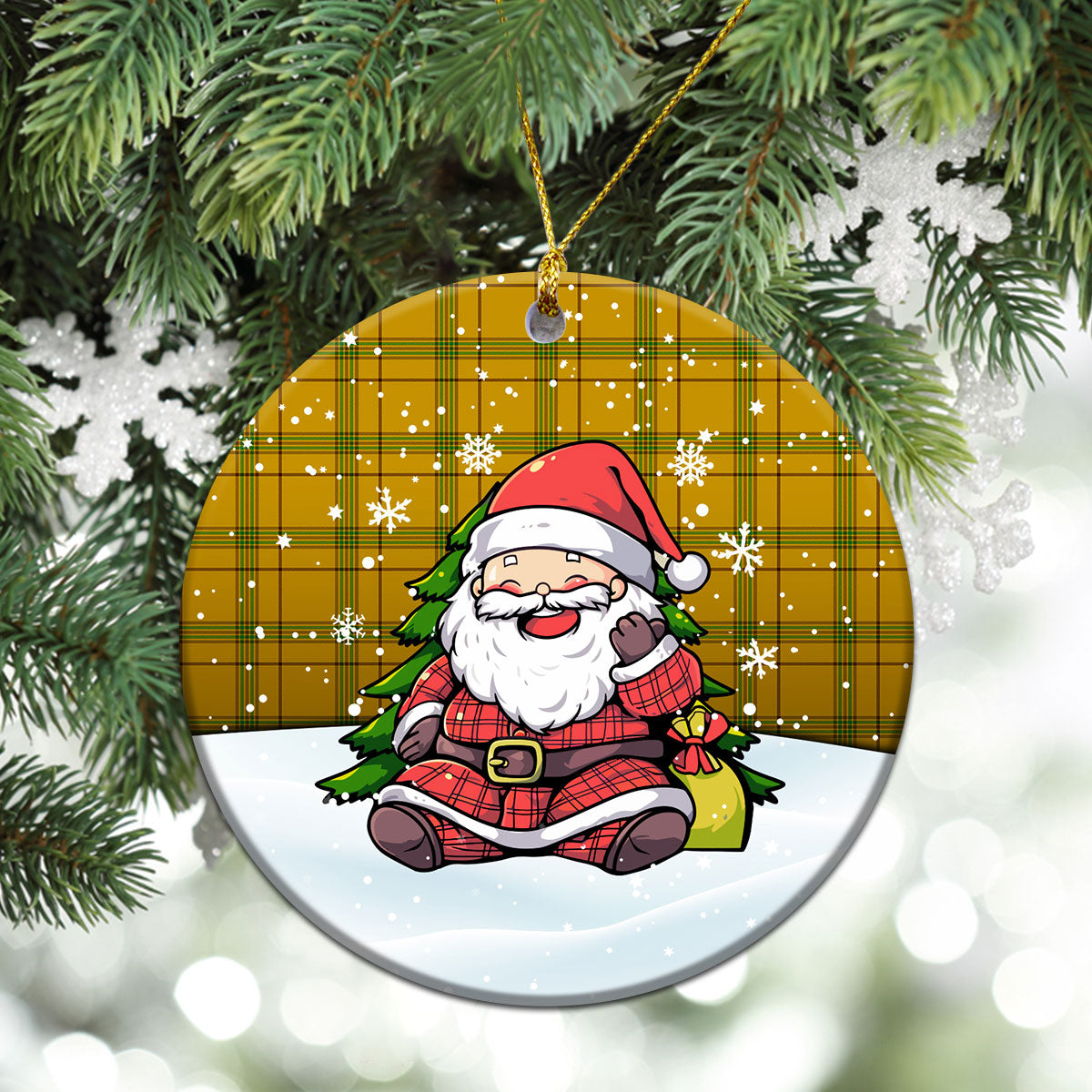 Houston Tartan Christmas Ceramic Ornament - Scottish Santa Style