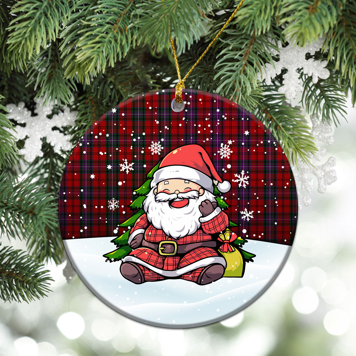 Kelly of Sleat Red Tartan Christmas Ceramic Ornament - Scottish Santa Style