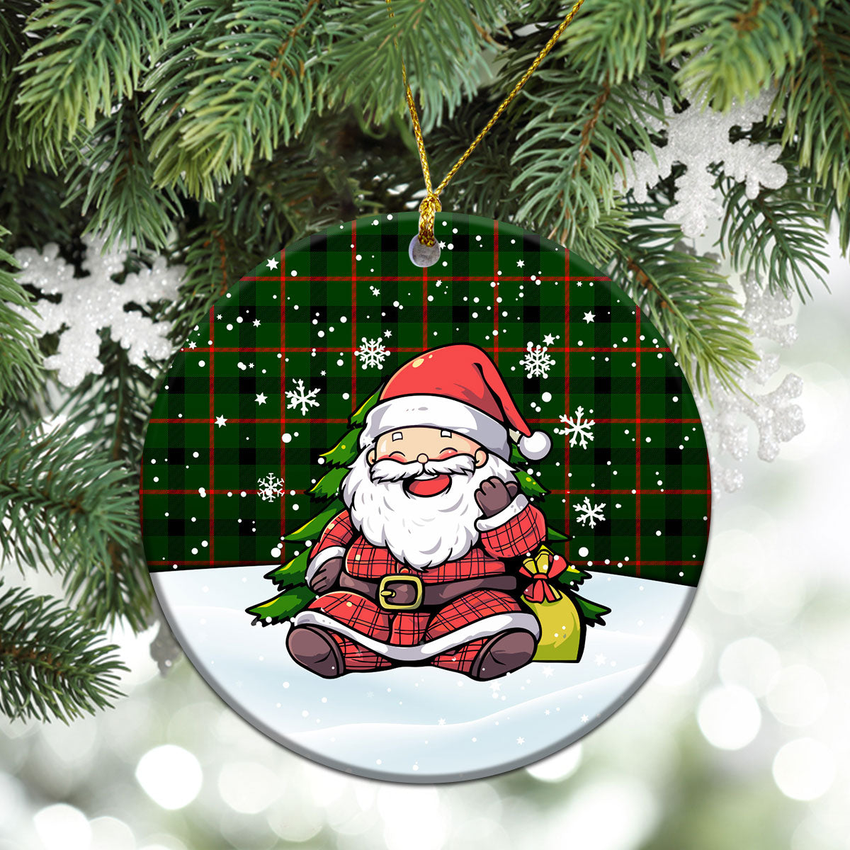 Kincaid Tartan Christmas Ceramic Ornament - Scottish Santa Style