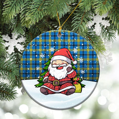 Laing Tartan Christmas Ceramic Ornament - Scottish Santa Style