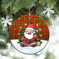 Leask Tartan Christmas Ceramic Ornament - Scottish Santa Style
