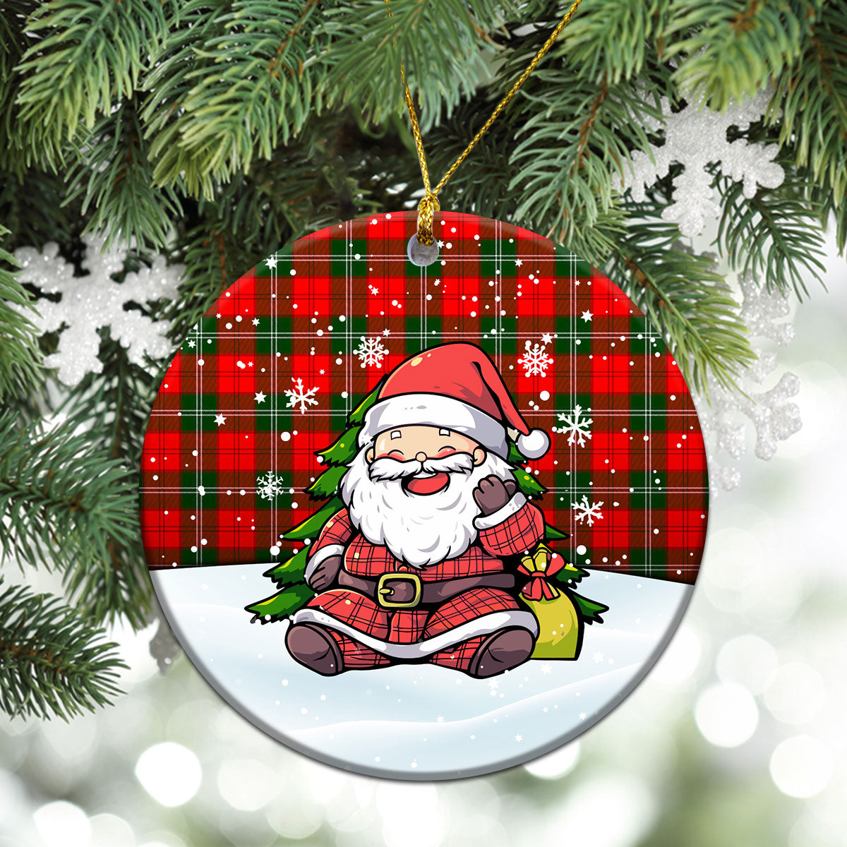 Lennox Tartan Christmas Ceramic Ornament - Scottish Santa Style