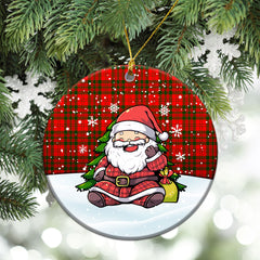 Livingstone Tartan Christmas Ceramic Ornament - Scottish Santa Style