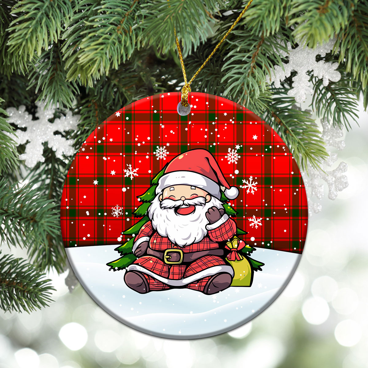 MacDonald of Sleat Tartan Christmas Ceramic Ornament - Scottish Santa Style
