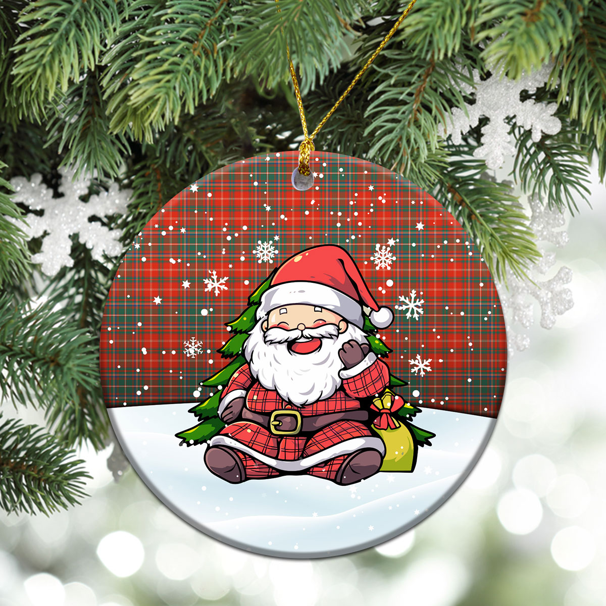 MacDougall Ancient Tartan Christmas Ceramic Ornament - Scottish Santa Style