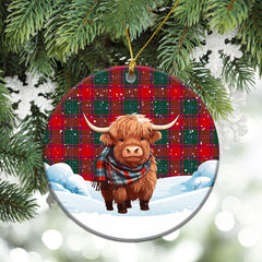 MacPhail Clan Tartan Christmas Ceramic Ornament - Highland Cows Snow Style