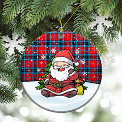 MacTavish Modern Tartan Christmas Ceramic Ornament - Scottish Santa Style
