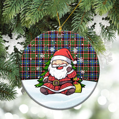 Norvel (or Norvill) Tartan Christmas Ceramic Ornament - Scottish Santa Style