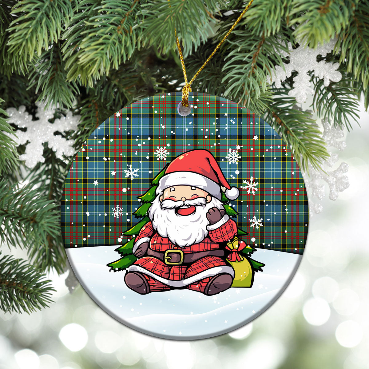 Paisley District Tartan Christmas Ceramic Ornament - Scottish Santa Style
