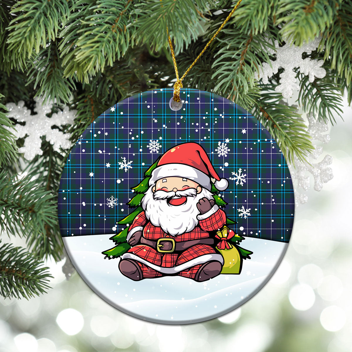 Sandilands Tartan Christmas Ceramic Ornament - Scottish Santa Style