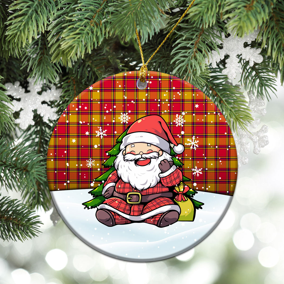 Scrymgeour Tartan Christmas Ceramic Ornament - Scottish Santa Style