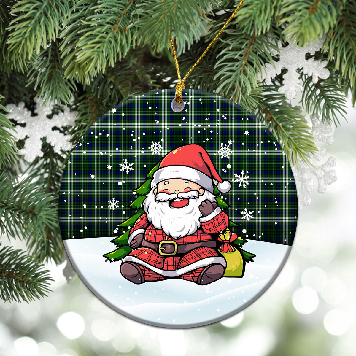 Swinton Tartan Christmas Ceramic Ornament - Scottish Santa Style