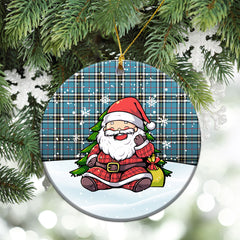 Thomson Blue Tartan Christmas Ceramic Ornament - Scottish Santa Style