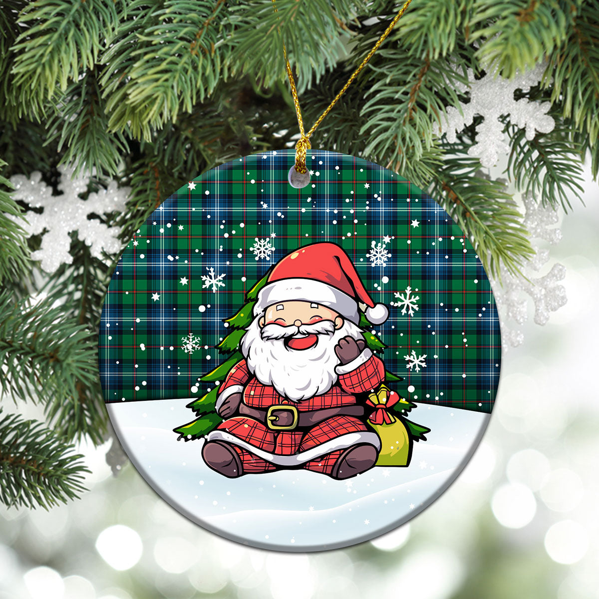 Urquhart Ancient Tartan Christmas Ceramic Ornament - Scottish Santa Style