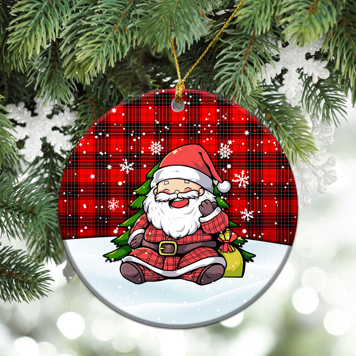 Wemyss Modern Tartan Christmas Ceramic Ornament - Scottish Santa Style