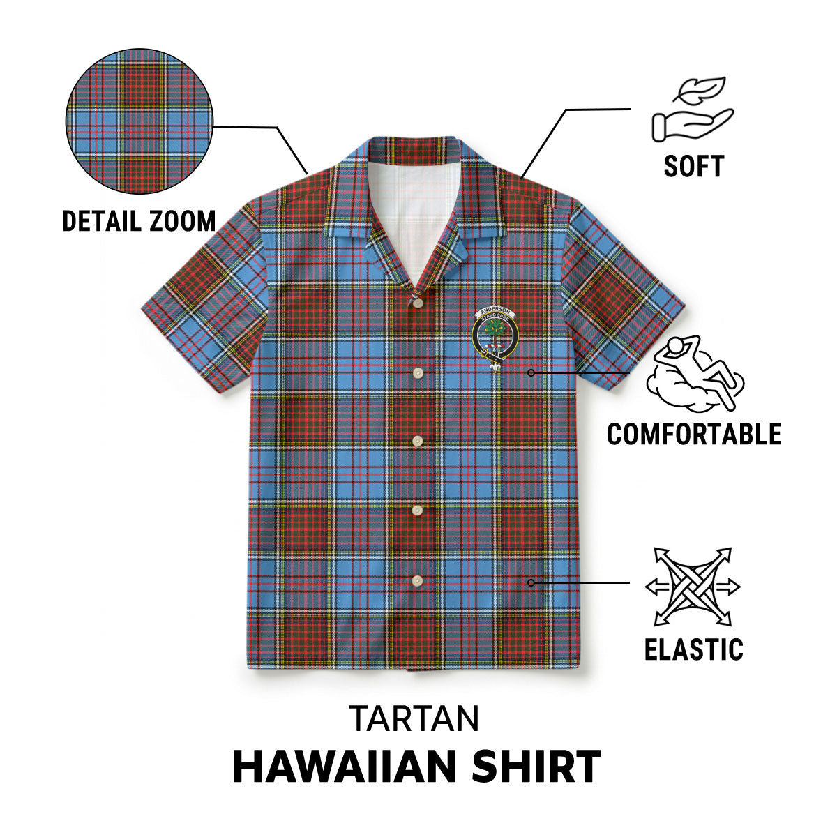 Anderson Modern Tartan Crest Hawaiian Shirt