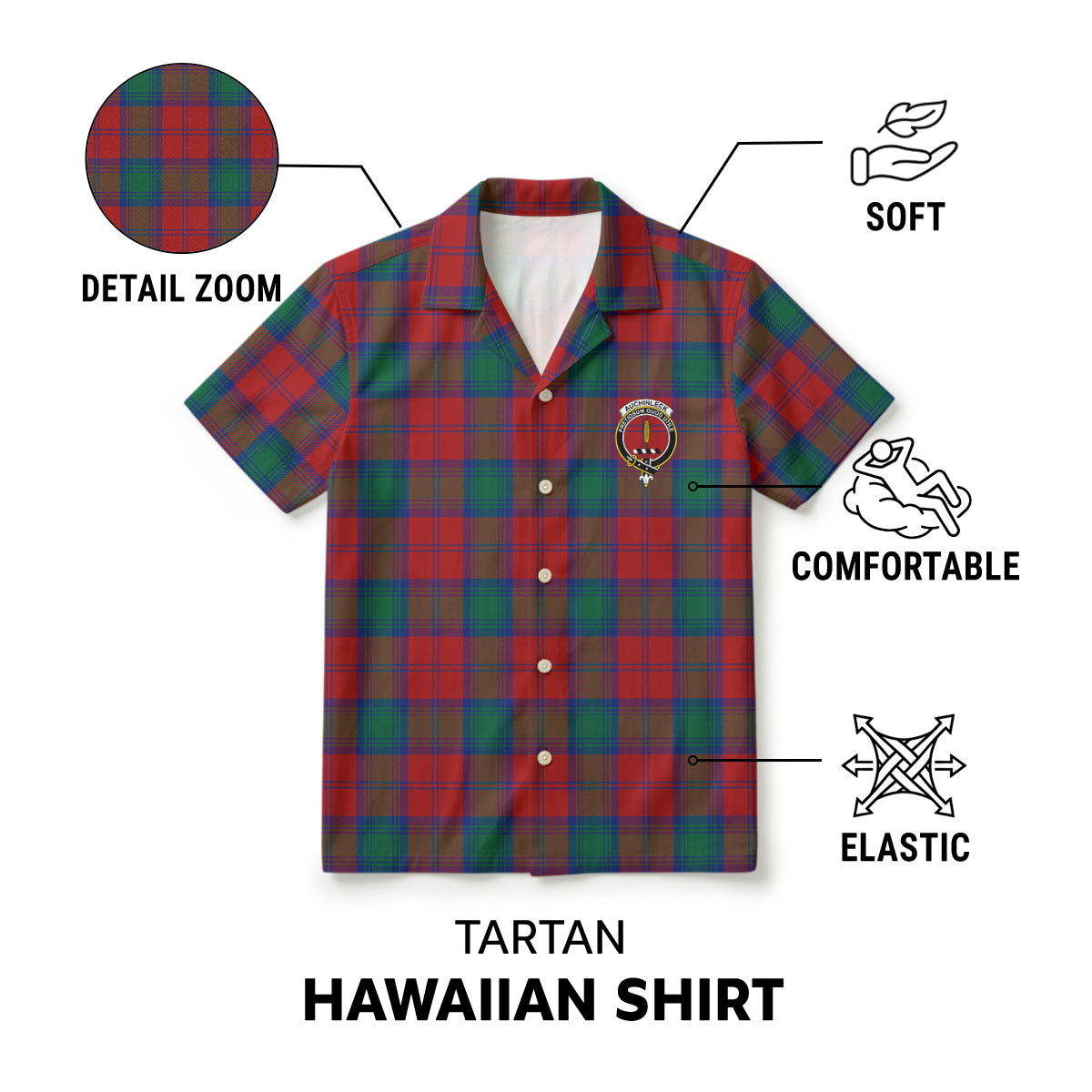 Auchinleck Tartan Crest Hawaiian Shirt