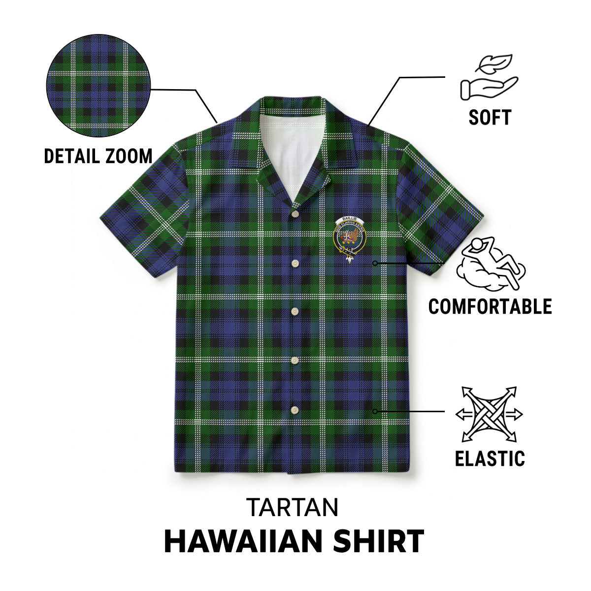 Baillie Modern Tartan Crest Hawaiian Shirt