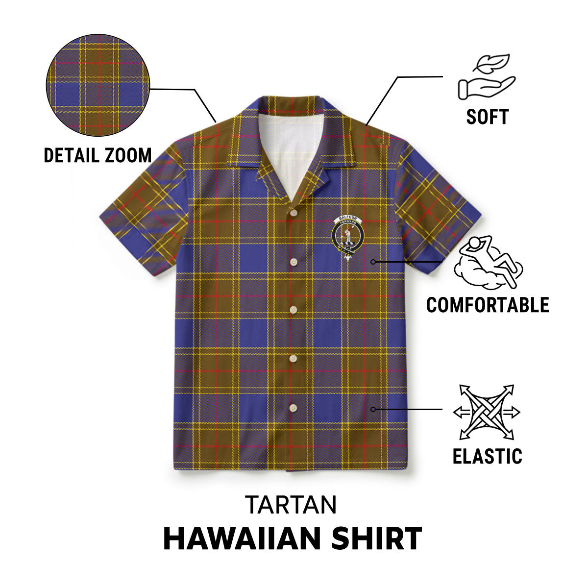 Balfour Modern Tartan Crest Hawaiian Shirt