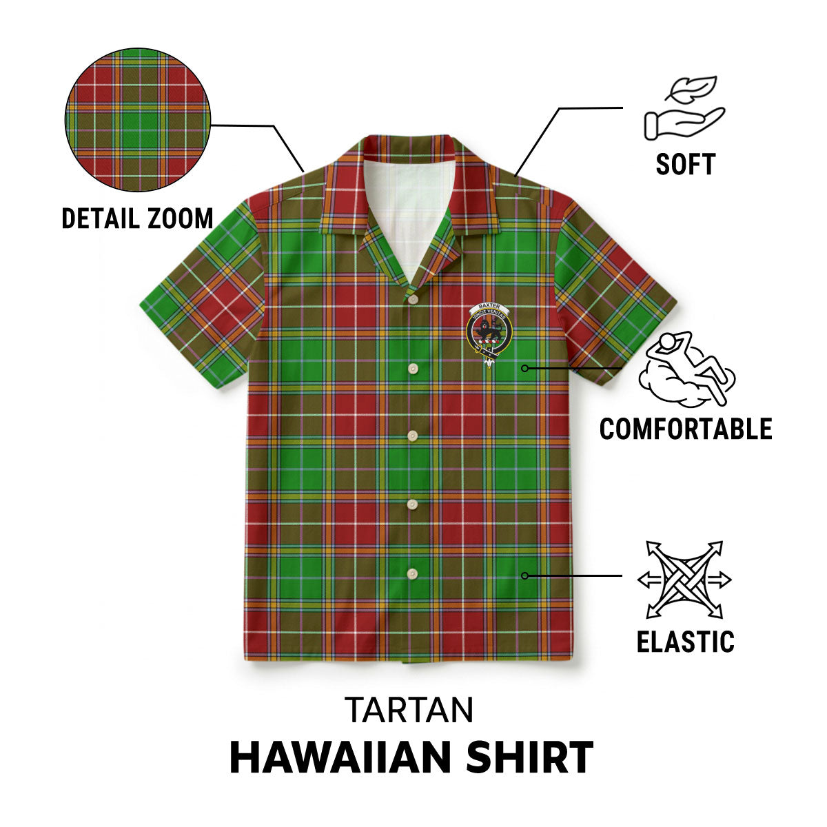 Baxter Modern Tartan Crest Hawaiian Shirt