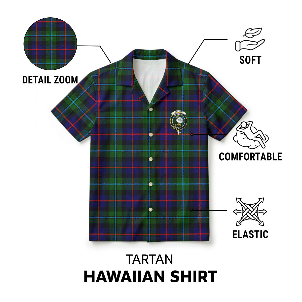 Calder (Calder-Campbell) Tartan Crest Hawaiian Shirt