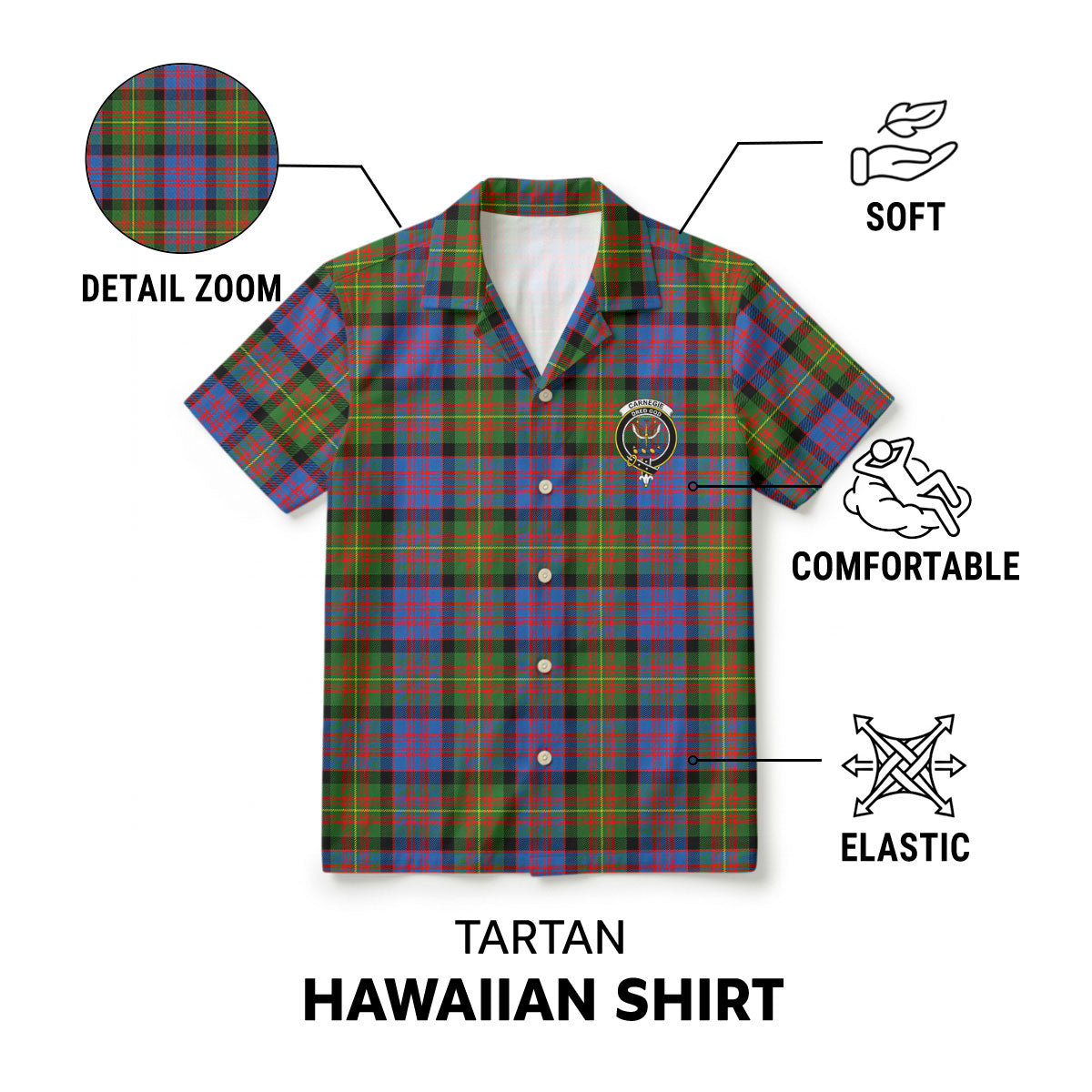 Carnegie Ancient Tartan Crest Hawaiian Shirt