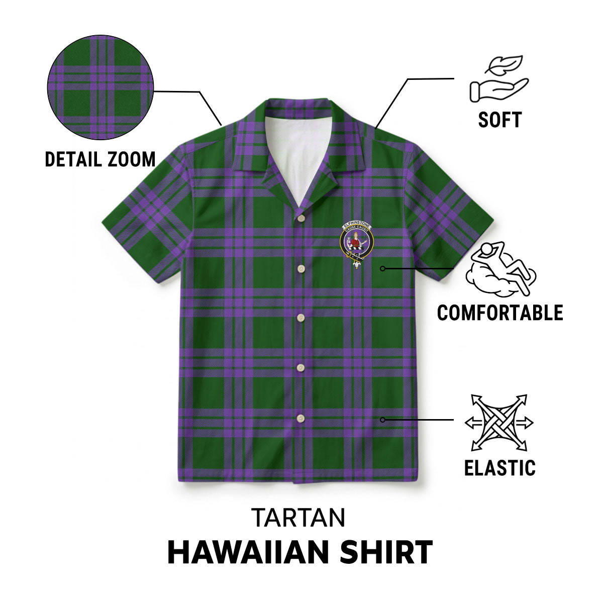Elphinstone Tartan Crest Hawaiian Shirt