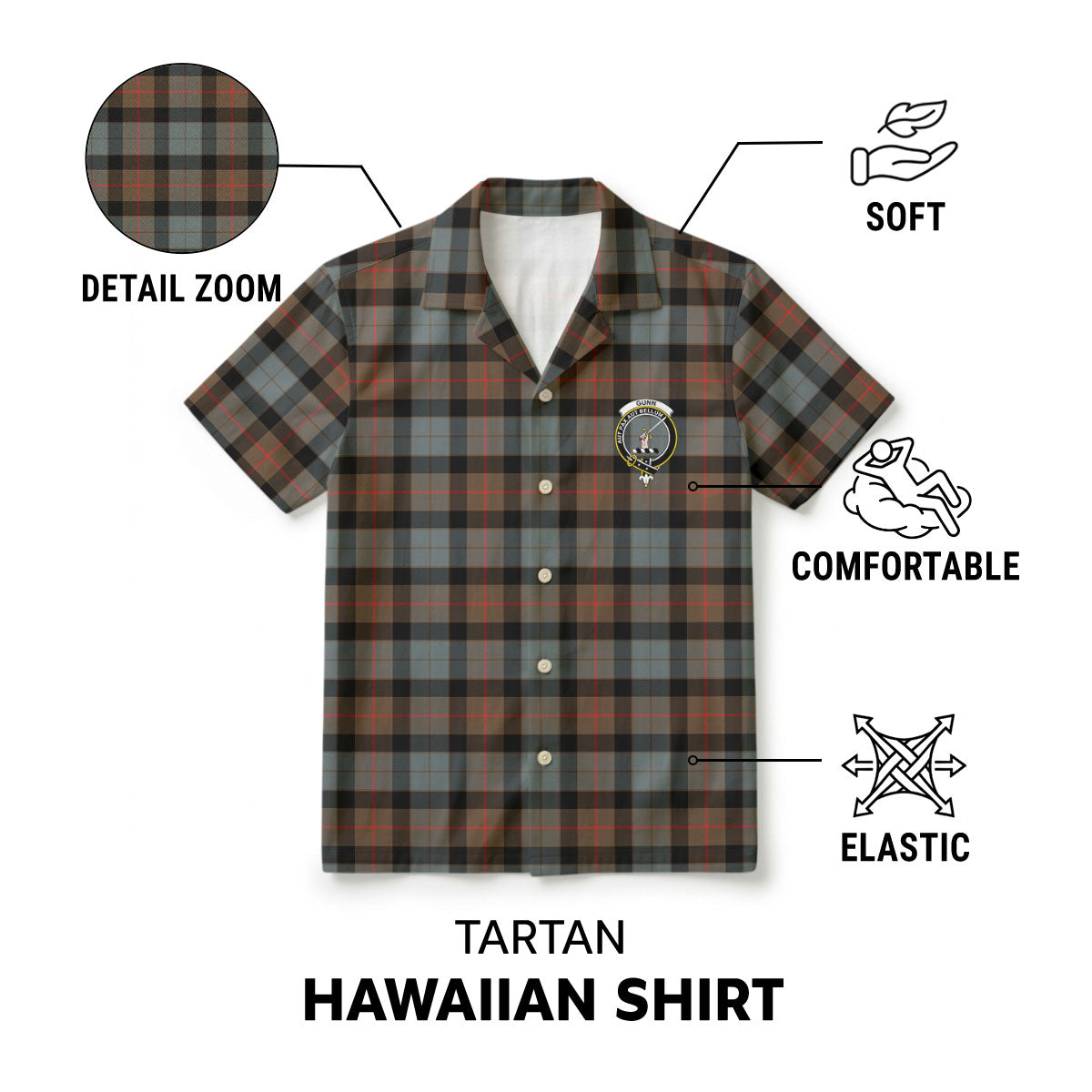 Gunn Weathered Tartan Crest Hawaiian Shirt