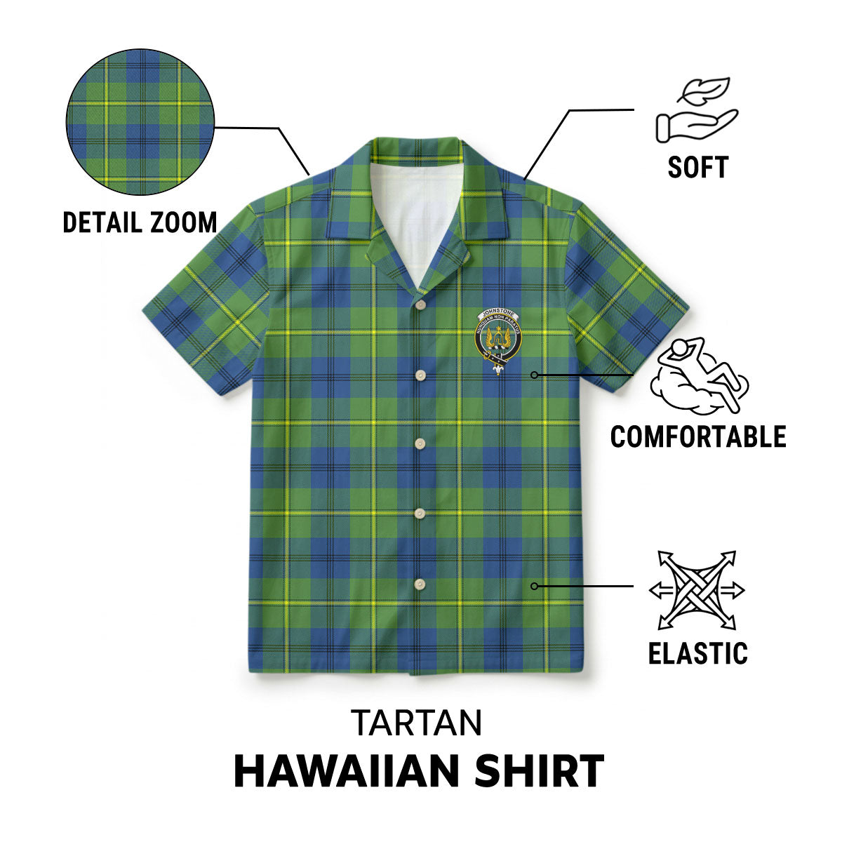 Johnstone Ancient Tartan Crest Hawaiian Shirt