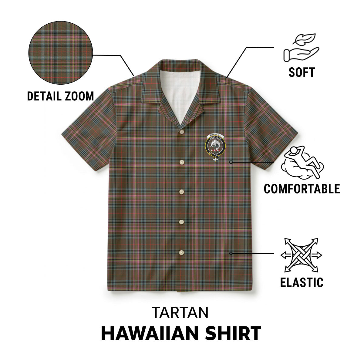 Kennedy Weathered Tartan Crest Hawaiian Shirt