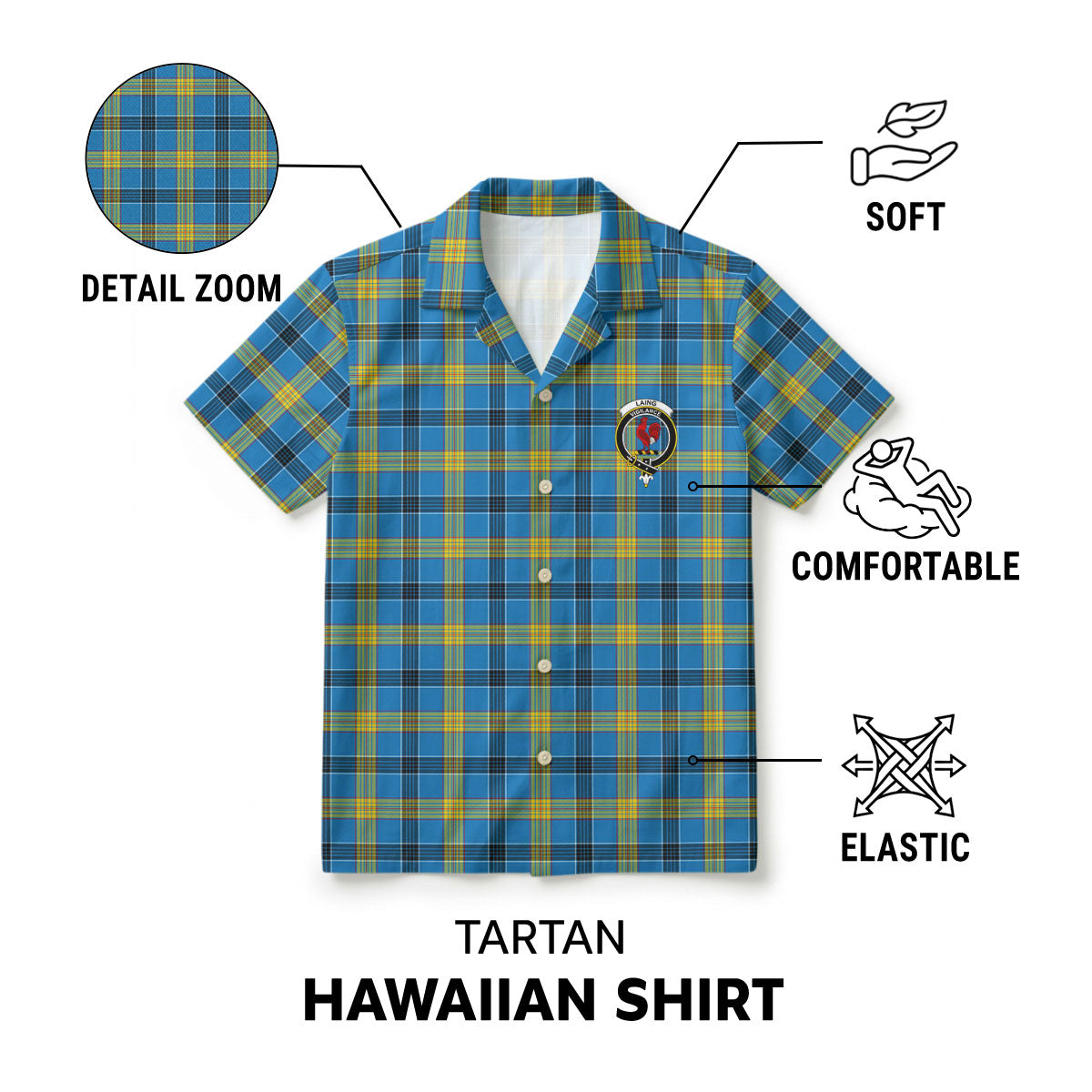 Laing Tartan Crest Hawaiian Shirt