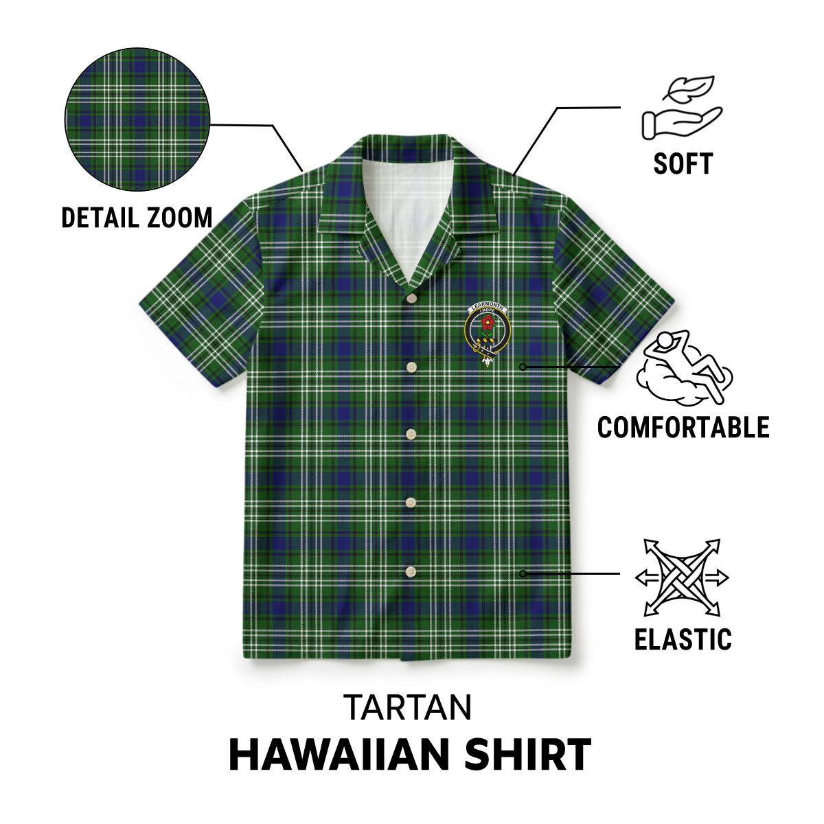 Learmonth Tartan Crest Hawaiian Shirt