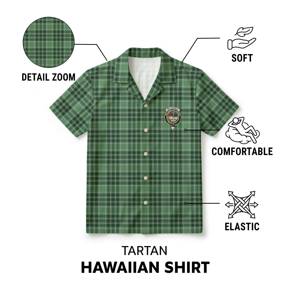 MacDonald Lord of the Isles Hunting Tartan Crest Hawaiian Shirt