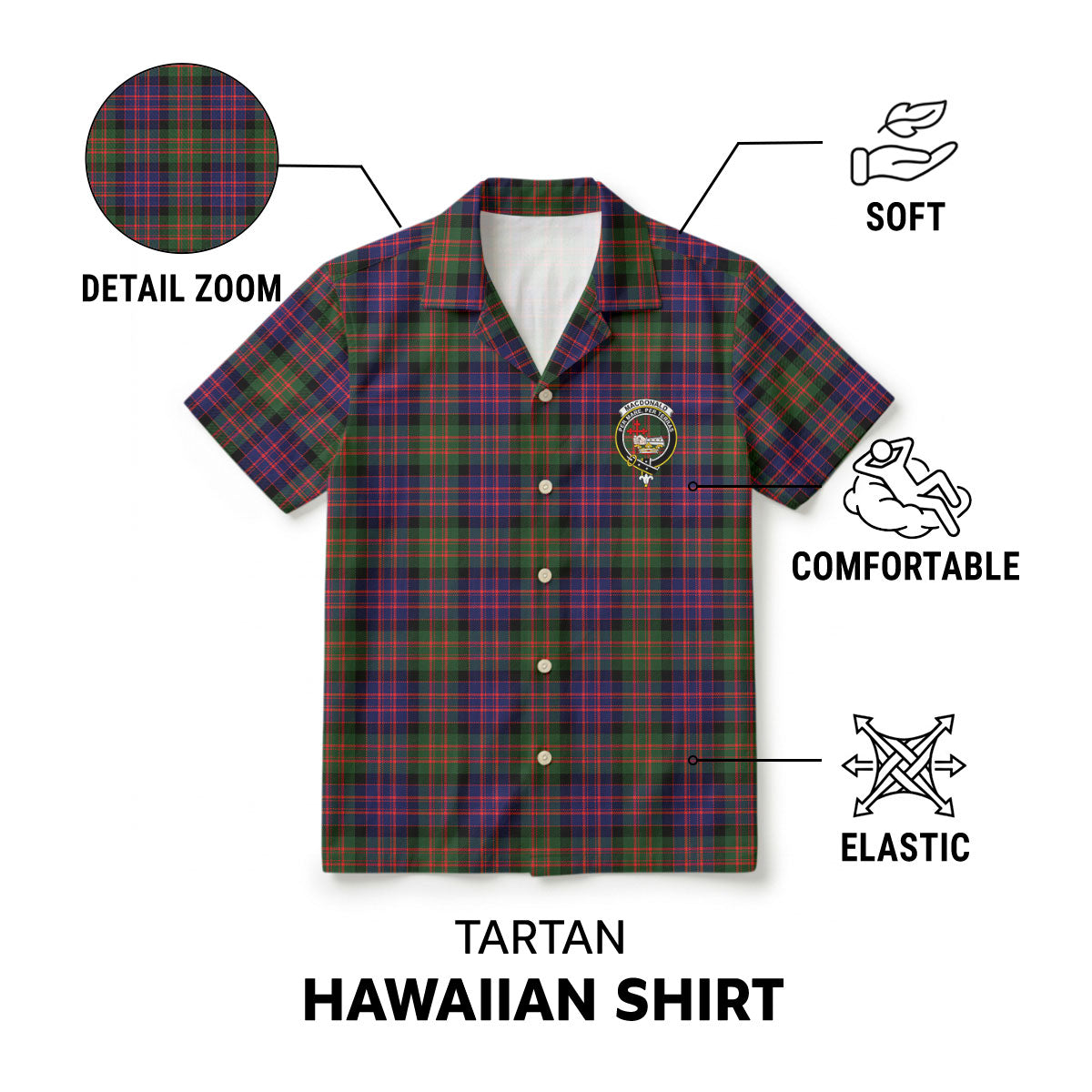 MacDonald Modern Tartan Crest Hawaiian Shirt